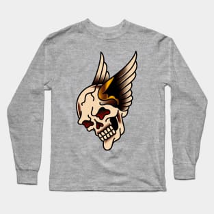 American Traditional Winged Skull Long Sleeve T-Shirt